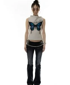 [KASHIKO] SS 22 Blue Butterfly Sleeveless Best Sellers