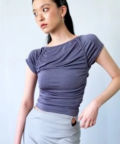 Best Sellers [BORN IN] Summer 22 SHARON Top (charcoal)