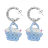 [SWINGSET] Seasonless Flower Basket Beads Earrings (Baby Blue)