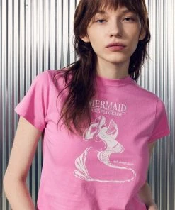 [ART SPEAK HOUSE] SS 22 MERMAID SHORT SLEEVE CROP TOP, PINK