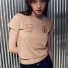 [ART SPEAK HOUSE] SS 22 GOTHIC SYMBOL SHORT SLEEVE CROP TOP, YELLOW BEIGE