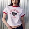 [ART SPEAK HOUSE] SS 22 FEISTY CAT SHORT SLEEVE TEE, WHITE/RED Best Sellers