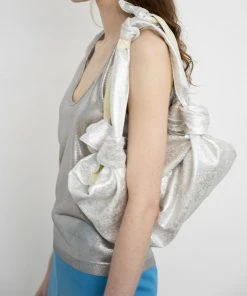 [POKOFOSCA] Seasonless DOUBLE KNOT BAG (SPARKLE SILVER)