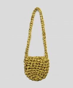 [POKOFOSCA] Seasonless CROSS SHINE KNIT BAG (GOLDEN YELLOW)