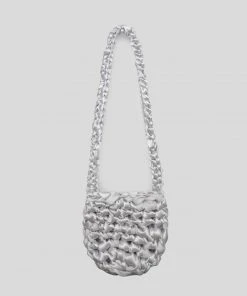 [POKOFOSCA] Seasonless CROSS SHINE KNIT BAG (PURE SILVER) Best Sellers