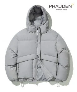 [CODEGRAPHY] Winter 21 Utility Duck Down Hooded Short Padded Jacket_CoolGray