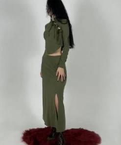 [POPSIZ] FW 21 Low Waist Maxi Skirt