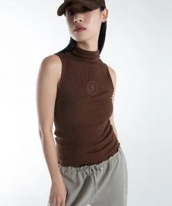 [SETUP EXE] FW 21 Golgi Lettuce-edge Sleeveless Top[Brown]