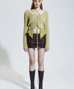 [PAIN OR PLEASURE] FW 21 RABITA FUR CARDIGAN Light Green