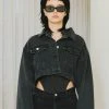 Best Sellers [13MONTH] FW 21 CROPPED DENIM JACKET (BLACK)