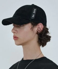 [OY] Seasonless CORDUROY POINT LOGO CAP-BLACK