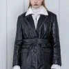 UNORMAL Best Sellers [UNUSUALNORMAL] FW 21 REVERSE LEATHER PADDING JACKET _ BLACK / IVORY STITCH