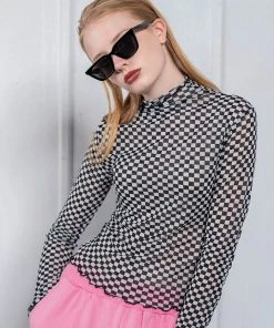 UNORMAL Best Sellers [UNUSUALNORMAL] FW 21 CHECK HIGH NECK T-SHIRT