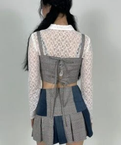 [POPSIZ] FW 21 Upcycled Plaid Patchwork Mini Skirt