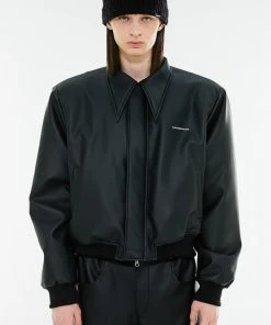 Best Sellers [ANOTHER YOUTH] Winter 21 Wave Leather Bomber - Black