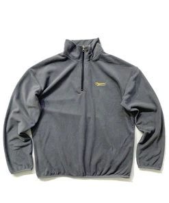 [GINGHAMBUS] FW 21 LOGO FLEECE HALF ZIPUP PULLOVER DARKGRAY
