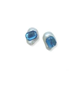 [HURJABOYACC] Seasonless Gem X Pearl Earrings_Blue