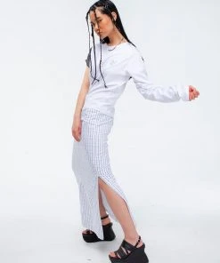 [GIMMETHEYOUNG] 20SS G_LOGO PROJECT STRAIGHT LONG SKIRT / WHITE