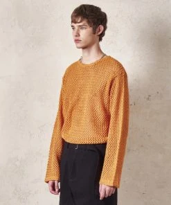 [DWSCOMPANY] Winter 21 Net Knit Pullover (orange) Best Sellers