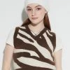 [LUV IS TRUE] Winter 21 ZEBRA KNIT VEST(BROWN) Best Sellers