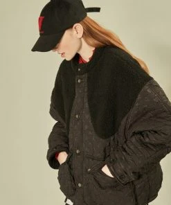 [FABERFINGER] FW 21 Fleece Block Quilted Jumper (Black)