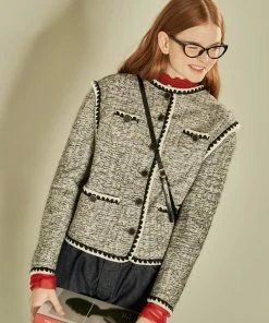 Best Sellers [FABERFINGER] FW 21 Knitted Tweed Jacket (Grey)
