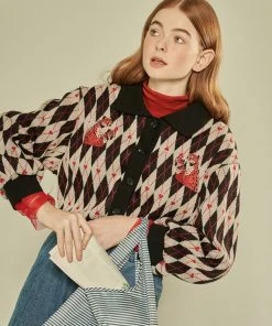 Best Sellers [FABERFINGER] FW 21 Cheetah Embroidered Cardigan (Light Grey)