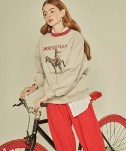 [FABERFINGER] FW 21 Cowboy Graphic Sweatshirt (Beige&Red) Best Sellers