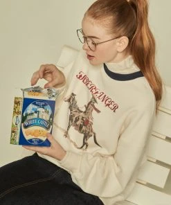 [FABERFINGER] FW 21 Cowboy Graphic Sweatshirt (Ivory&Navy) Best Sellers