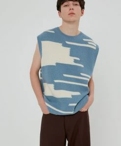 [BENSIMON] FW 21 COLOR MIXED KNIT VEST MAN - BLUE Best Sellers