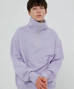 Best Sellers [BENSIMON] FW 21 WIDE COLLAR OVER HALF ZIP UP - LAVENDAR