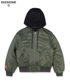 [DUCKDIVE] FW 21 Hoodie With A Detailed Point MA-1 Khaki