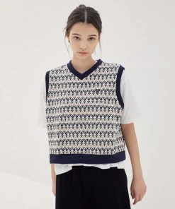 Best Sellers [DEARSTALKER] FW 21 FLORA V NECK VEST- NAVY
