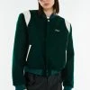 Best Sellers [ANOTHER YOUTH] Winter 21 Button Varsity Jacket - Dark Green