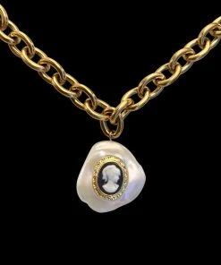 [HURJABOYACC] Seasonless Mono Stone Pearl Necklace_Cameo Gold