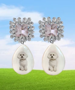 [HURJABOYACC] Seasonless Bichon Earrings _ Pet Series_Pink Earrings