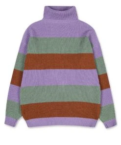 YOUTH BATH [YOUTHBATH] FW 21 OVER-FIT HIGH NECKED COLLAR ST KNIT WEAR_PURPLE