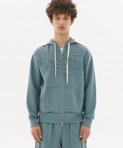 [LECYTO] FW 21 INSIDE-OUT VARSITY HOODIE ZIP-UP_[NILE BLUE] Best Sellers