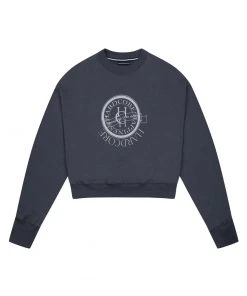 [HARDCORE HAPPINESS] FW 21 Signature Logo Cropped Sweatshirt Charcoal