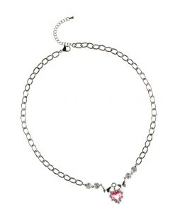 [STEEL EDITION] Seasonless Cubic Heart Wool Butterfly Necklace_BLACK