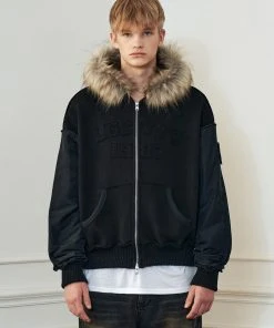 [LECYTO] Winter 21 INSIDE-OUT BIKER HOODIE ZIP-UP_[BLACK]