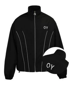 [OY] FW 21 CURVE LINE LOGO TRACK JACKET-BLACK