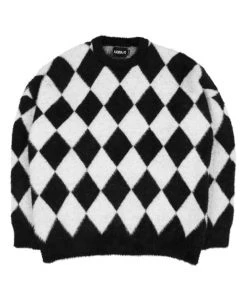 [AJO BY AJO] FW 21 Harlequin Check Oversized Sweater [Black] Best Sellers