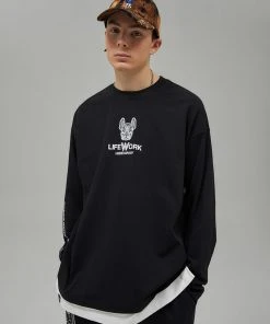 [LIFEWORK] FW 21 Raddock Logo Layered Long Sleeve T-shirt_Black
