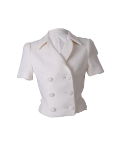 [ONMYOWN] FW 21 White Angora Short Sleeve Blazer Best Sellers