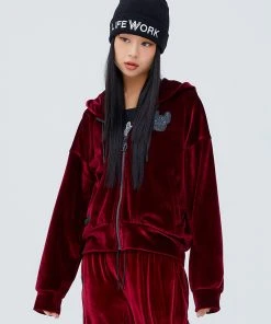 [LIFEWORK] FW 21 Woman) Velvet Logo Hoodie Zip-up