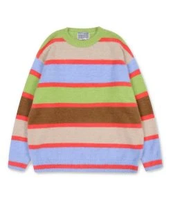 YOUTH BATH [YOUTHBATH] FW 21 ANGORA MULTI STRIPE KNIT WEAR_GREEN Best Sellers