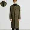 [S SY] FW 21 Collarless Front Cover Coat Khaki Best Sellers