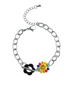 [STEEL EDITION] Seasonless Flower Toggle Bar Multi-Smile Bracelet
