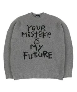 [AJO BY AJO] FW 21 Oversized (20) Slogan Wool Knit Sweater [Melange Grey]